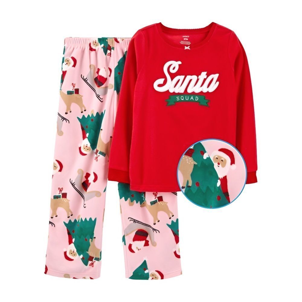 Carter's 2-Piece Santa Squad Fleece Pajamas Christmas, holidays Reindeer Red
